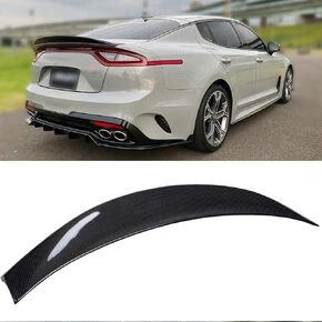 المفسد الحقيقي الألياف الخلفية الكربونية الموفرة المتوافقة مع 2018-2024 Kia ​​Stinger ، P Style Trunk Outside Duckbill High Kick Tail Deck Lid Wing Wing Flitter 2018 2019 2020 2021 2022 2023 2024