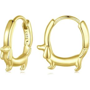 Dachshund Dog Huggie Hoop أقراط صغيرة 925 الجروه الفضية الجروس الفضية كلاب الأذن الأذن الأطواق الصغيرة حيوانات لطيف لذيذ حلق هدية مجوهرات فاخرة للنساء BFF