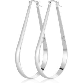 PABBEU S925 Sterling Silver Hoop Earrings Lightweight Oval Silver Hoop Earrings for Women Hypoallergenic 14k Gold Plated Hoops Earring Large Gold Hoops Earring for Women Gift (Inner Diameter：27/34/36/45mm)