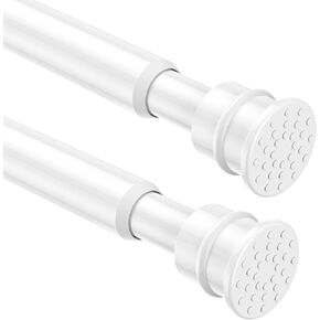 Tension Curtain Rod 26 to 48 Inch Adjustable Tension Rods 6 Pack Expandable Spring Tension Rod White No Drilling for Closet Kitchen Cupboard Wardrobe Door Bookshelf DIY Projects
