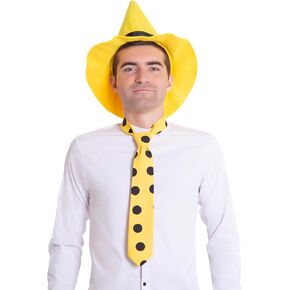 comfycamper مطابقة قبعة صفراء مع polka dot في TIE Set - رجل الرجال للسيدات البالغات cosplay زي الهالوين
