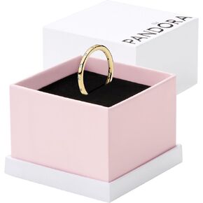 PANDORA Simple Sparkling Band Ring - 14k Gold Stackable Ring for Women - With Gift Box