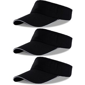 choyaxo 3pcs Sun Visor Hats UV Protection Athletic Hats for Men Women Summer Golf Tennis Running Softball Black