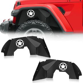 Front Inner Fender Liners Compatible with 2018-2024 Jeep Wrangler JL & JLU Unlimited Gladiator JT, Bolt-on Style Steel Mud Guards Wheel Well Fenders Flares Cover (2/4 Doors)