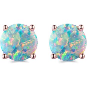 925 Sterling Silver Hypoallergenic Opal Stud Earrings, Opal October Birthstone Earrings for Women