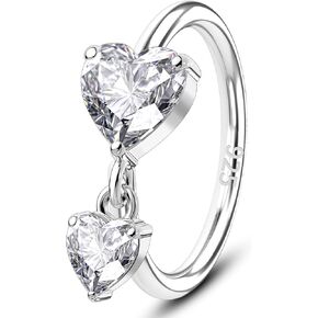 melighting 20g خاتم الأنف 925 الجنيه الاسترليني قلب أنف القلب خاتم طوق سلس مفتوح حلزون حلزون ثقب واضحة CZ 8 ملم غضروف ثقب الأنف