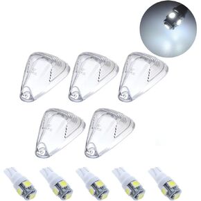 5pcs سقف الكابينة السقف الجري العلامة العلامة clearence عدسة تغطية واضحة + 5x T10 5-5050-SMD مصباح LED أبيض لصالح 1999-2016 FORD F150 F250 F350 F450 F550 E150 E250 E350 E450 E550
