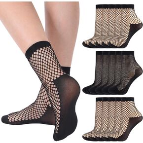 15 Pairs Women Fishnet Ankle Socks Cotton Solid Bottom Fishnet Socks Hollow out Mesh Net Socks Elastic Mesh Lace Socks for Women Girls Cosplay Summer Wear