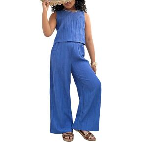 Floerns Girl's 2 Piece Outfit Sleeveless Tank Top and Summer Long Pants Set