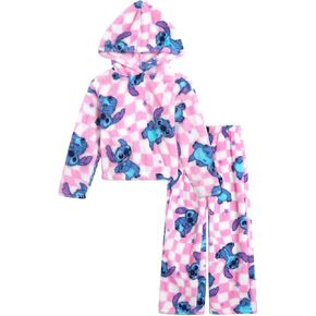 Disney Lilo & Stitch Minnie Mouse Girls Pullover Woobie Hoodie & Flare Pants Outfit Toddler to Big Kid Sizes (2T - 14-16)