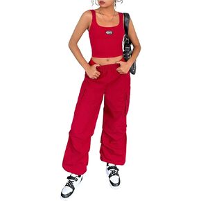 SOLY HUX Girl's Clothing Set Summer Crop Tank Top and Cargo Pants Jogger Two Piece Outfits