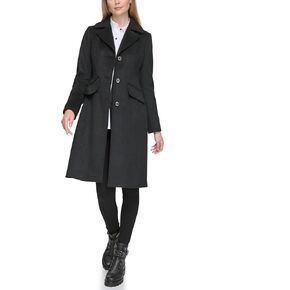 KARL LAGERFELD Women's Luxe Twill Classic Stitch Coat
