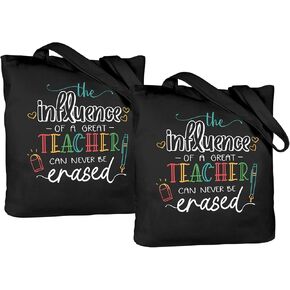 CARAKNOTS Teacher Bag Teacher Gifts for Women Valentines Day Appreciation Week Thank you Birthday Graduation Christmas Retirement Canvas Shoulder Tote Bag with Pocket
