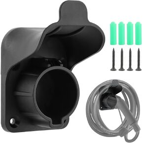 EV Charger Holder,Chassis Bracket Clamp for Portable Electric Car Charger,Electric Vehicle Charging Cord Holder Wall Mount Connector Space Saving for SAE J1772 (Black)