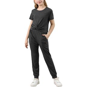 Gorlya Girls Pant مجموعات الملابس بدلات تويست عقدة العرق قمم المحاصيل والسواطيات العرقية غير الرسمية 2pcs ملابس التتبع 6-14y