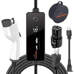 Level 2 EV Charger for J1772 EVs with J1772 to Tesla Adapter - 40A 240V Mobile Charger with 25Ft Cord and NEMA 14-50 Plugs, Portable Home Charger Compatible with Tesla & J1772 Electric Vehicles
