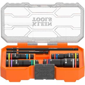 Klein Tools 656QS KNECT Quad Socket, 24 Sizes in 6 Sockets, 4-in-1 Color Coded SAE and Metric Impact Rated, Deep-Well Heavy-Duty, 1/4-and 3/8-Inch Drive, 3-1/2-and 6-1/2-Inch Shaft