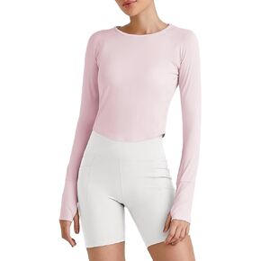 G4Free Athletic Long Sleeve Tops for Women Rash Guard UV Protection Skin-Friendly Workout Tshirts UPF 50+ Fast Dry Sun Shirts(Smoky Blush,S)