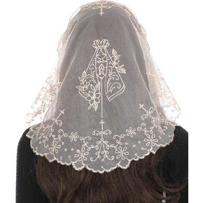 Bozidol Mantilla Veils for Church Catholic, Round Our Lady Of Aparecida Lace Chapel Veil, Latin Mass Head Coverings for Women