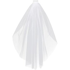 1 Tier Pearl Wedding Bridal Veil With Metal Comb Bachelorette Party Headband Decorations Wedding Bachelorette Party Bridal Shower Flower Girl Veil (length 35.43'' width 59.1'')