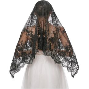 Sither Lace Veil for Women Mantilla Catholic Church Veil Wedding Halloween Floral Lace Veil for Party