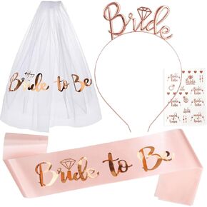 Bride to Be Sash Veil Headband Bachelorette Party Accessories Favors Bride to Be Decorations Bridal Shower