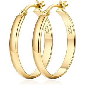 Loumileo 4mm عريض كبير أقراط الفضة الخفيفة 925 أقراط الفضة الاسترليني للنساء Hypoallergenic الأطواق الرقيقة الكبيرة للنساء 30/40/10/00/70 ملم