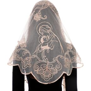 Bozidol Mantilla حجاب للكنيسة الكاثوليكية ، مثلث العذراء مريم وطفل مصلى الحجاب ، أغطية رأس الكتلة اللاتينية للنساء in Kuwait