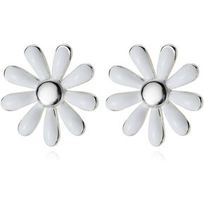 Reffeer Solid 925 Sterling Silver Daisy Flower Stud Earrings Spring for Women Teens Daisy Stud Earrings Flower