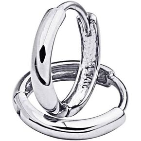 14k White Gold 2mm Thickness Huggie Earrings (10 x 10 mm)