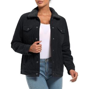 YUCOLEN Corduroy Sherpa Jacket Women - Trendy Western Fleece Lined Coats Winter Warm Button Down Casual Cute Shackets 2025