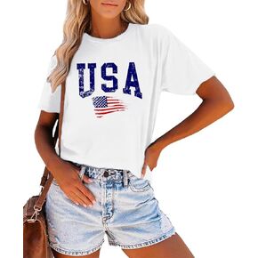 تي شيرت يوم الاستقلال في الرابع من يوليو / تموز 1776 USA America Memorial Day Tees Tops Tops