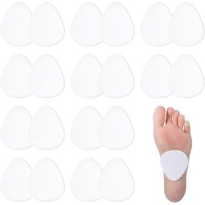20Pcs Metatarsal Felt Foot Pad for Women and Men, Self Adhesive Forefoot Cushion Pads 1/4 Inch Thick Support Soft Foam Foot Cushion Pad for Metatarsalgia Pain Relief(White)