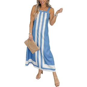 Fiona Jolin Womens Summer Maxi Dress Boho Boho Straped Counter Strap Long Sundress Beach Tear Up Dress