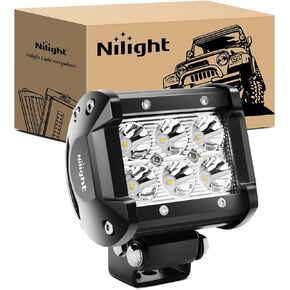 Nilight 4 Inch LED Light Pods Yellow Spot Beam Driving Fog Lights 2PCS 18W Off Road Work Lighting for Truck ATV UTV RV Pick-up Van Boat Tractor