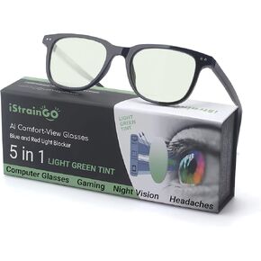 5-in-1 Blue + Red Light Blocking Computer Glasses Gaming Anti-Glare Night Driving, Headache Relief. Men Women Teen