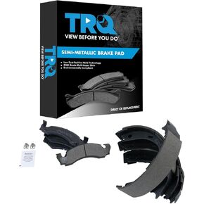TRQ Brake Pads Semi-Metallic Compatible with 1987-1993 Ford Bronco 1987-1989 E-150 Econoline E-150 Econoline Club Wagon F-150