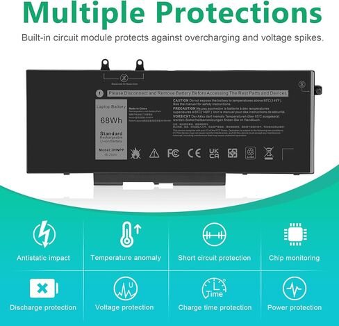 بطارية Asuncell 68WH 4GVMP لـ Dell Latitude 5400 E5400 5500 E5500 Precision 3540 3550 Series INS 7590 7591 7791 2-in-1 Series RF7WM 0X77XY 0C5GV2 9JRYT MCV1G 1V1XF ، 7.6V 4-Cell in Saudi Arabia