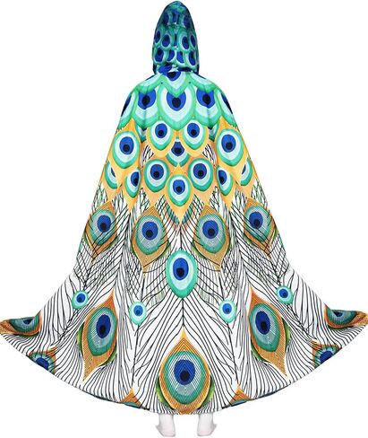 Peafowl Hooded Long Cloak, Adult Peafowl Cosplay Costume, HD Printing Unisex Cloak in Saudi Arabia