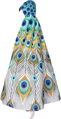 Peafowl Hooded Long Cloak, Adult Peafowl Cosplay Costume, HD Printing Unisex Cloak in Saudi Arabia
