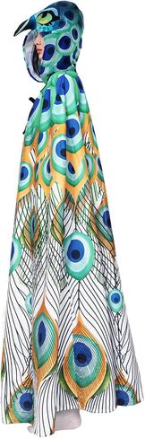 Peafowl Hooded Long Cloak, Adult Peafowl Cosplay Costume, HD Printing Unisex Cloak in Saudi Arabia