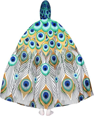 Peafowl Hooded Long Cloak, Adult Peafowl Cosplay Costume, HD Printing Unisex Cloak in Saudi Arabia