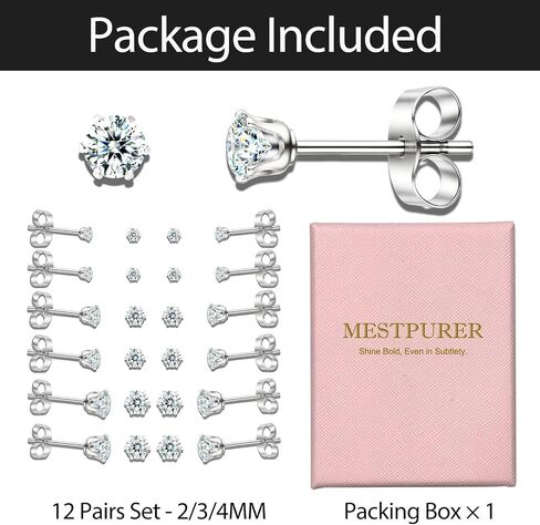 10 Pairs Small Stud Earrings for Women – Hypoallergenic Stainless Steel Tiny Earrings for Sensitive Ears, Cubic Zirconia Simulated Diamond Stud Earrings in Kuwait