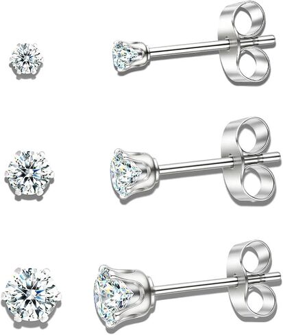 10 Pairs Small Stud Earrings for Women – Hypoallergenic Stainless Steel Tiny Earrings for Sensitive Ears, Cubic Zirconia Simulated Diamond Stud Earrings in Kuwait