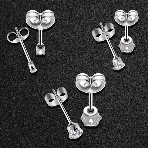 10 Pairs Small Stud Earrings for Women – Hypoallergenic Stainless Steel Tiny Earrings for Sensitive Ears, Cubic Zirconia Simulated Diamond Stud Earrings in Kuwait