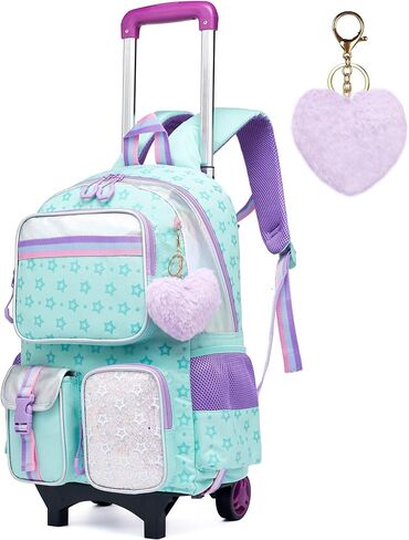 Meetbelify Backpack with Wheels for Girls Rolling Backpack Cute Carry on Backpack for Elementary Student in Kuwait