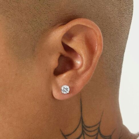 CG&KYGG Moissanite Stud Earrings for Men Women, 18K White Gold Plated S925 Sterling Silver Hypoallergenic Jewelry Gift, 0.6-2ct Round Cut D Color VVS1 Clarity Lab Created Diamond Earring in Kuwait