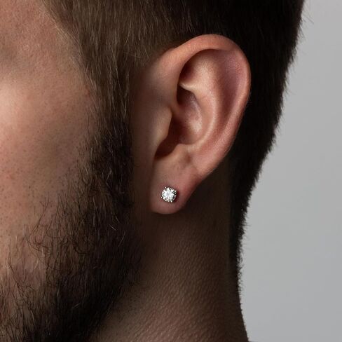 CG&KYGG Moissanite Stud Earrings for Men Women, 18K White Gold Plated S925 Sterling Silver Hypoallergenic Jewelry Gift, 0.6-2ct Round Cut D Color VVS1 Clarity Lab Created Diamond Earring in Kuwait