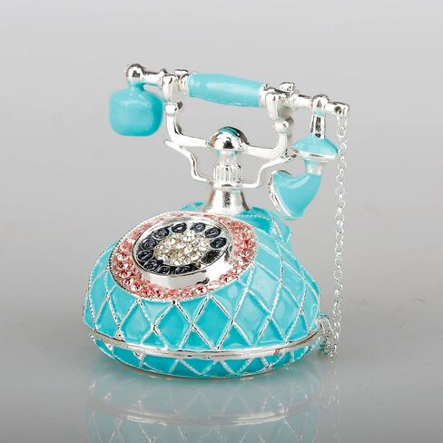 SEVENBEES Hand Painted Enameled Decorative Telephone Hinged Jewelry Trinket Box Gifts in Saudi Arabia