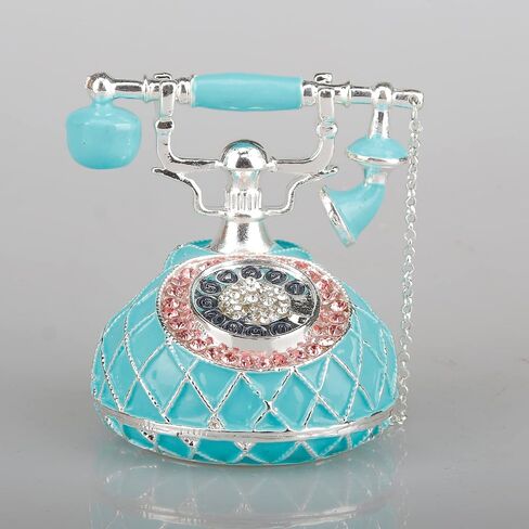 SEVENBEES Hand Painted Enameled Decorative Telephone Hinged Jewelry Trinket Box Gifts in Saudi Arabia